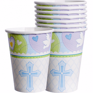 Bautizo Niño Vaso Carton Paq 8 Unid