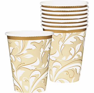 Boda Dorado Vaso Carton Paq 8 Unid