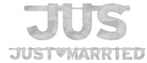 Boda Plateado Banner "Just Married"