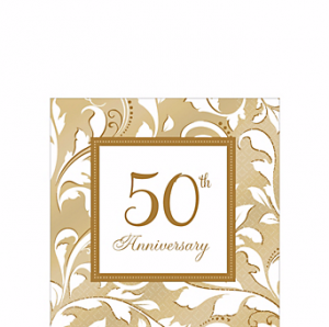 Aniversario 50 Servilleta para Bebidas Dorada Paq 16 Unid Precio: ¢ 2.700,00