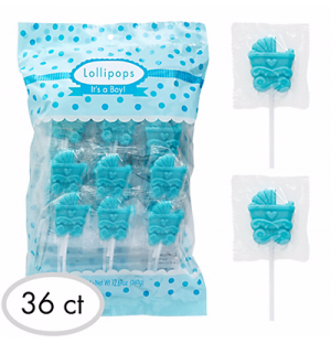 Baby Shower Confites (Lollipops) Celeste Paq 36 Piezas