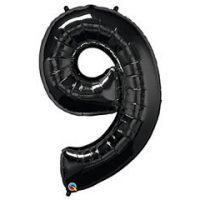 Globo Metalico 35" Numero 9 Negro