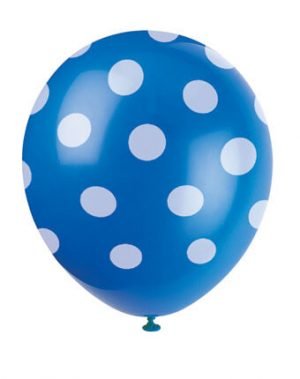 Globos Latex Azul Puntos Blancos