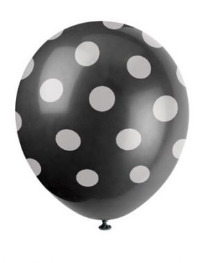 Globos Latex Negro Puntos Blancos