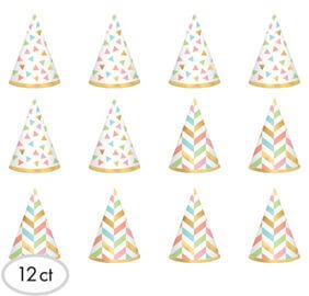 Cumpleaños Colores Pastel y Dorado Mini Sombreros Accesorios